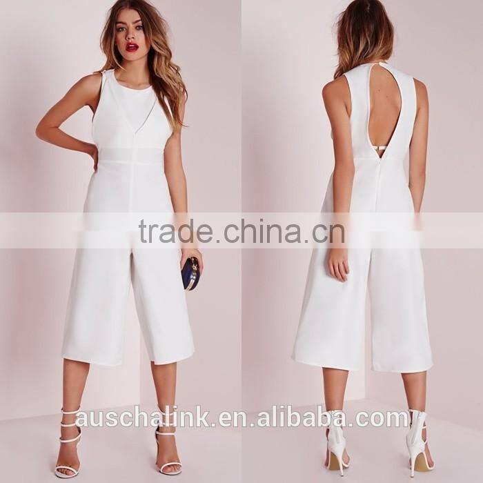 hot sale adult white double layer cut out jumpsuit low price