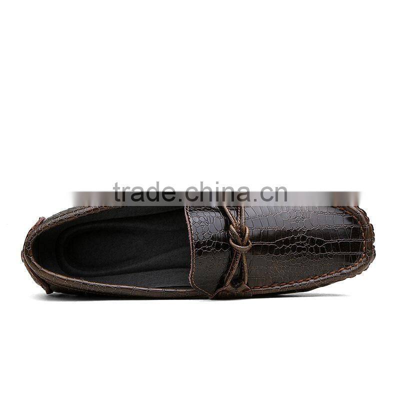 high quality crocodile top layer leather peas shoes casual fashion for male, men leather casual shoes sample for adults