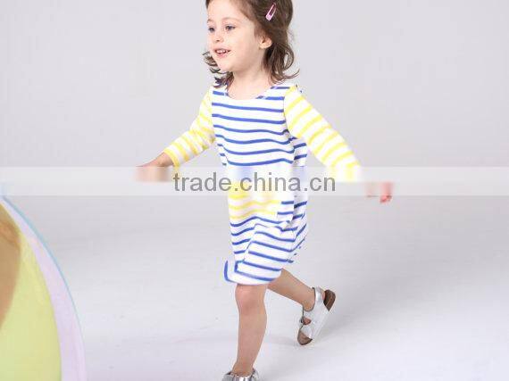 2017 New arrival baby Clothes wholesale Hot sale cotton cheap blue stripe Children's Boutique fashion adult size baby girl dress