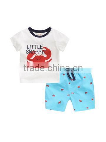 Children clothing hot sale100%cotton o -neck Shortsleeve T-shrit set