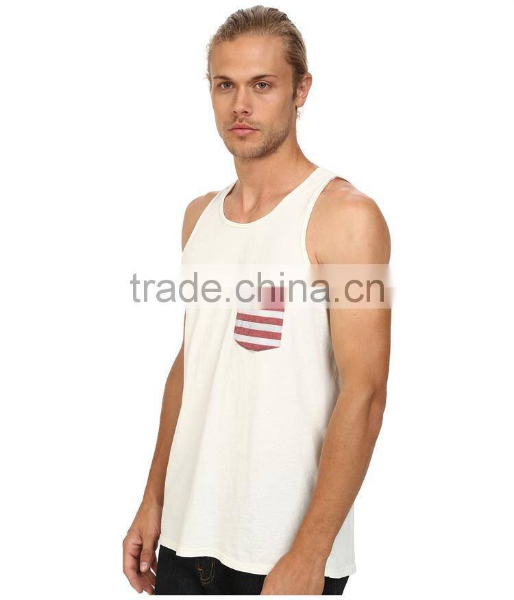Mens custom bodybuilding stringer vest with pocket