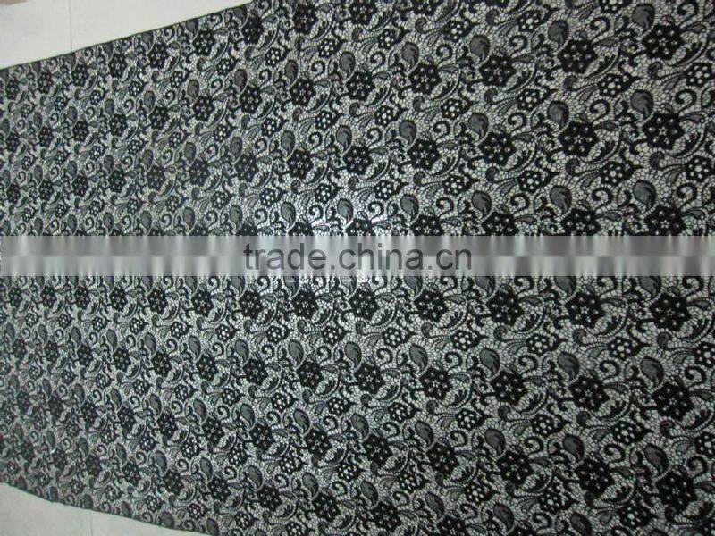 machine crochet cotton lace fabric with 120cm width