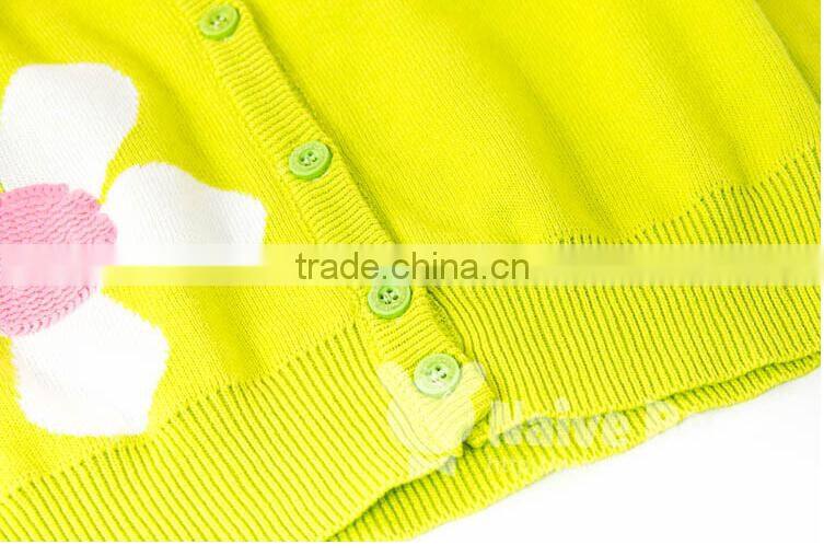 latest fancy flowers jacquard girls kids knitting cardigan sweater