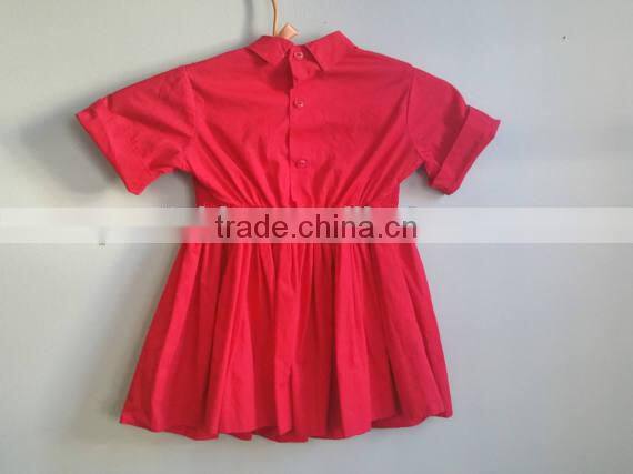 Unique Baby Girl Handmade Dresses Child Plain Red Prinecess Party Dress Cotton Baby Clothing Wholesale