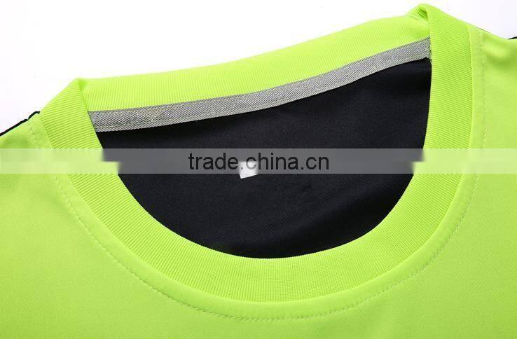 Mens Quick Dry Short Sleeve Stripe Sport Shirt Gym Running Polyester Jersey Tees