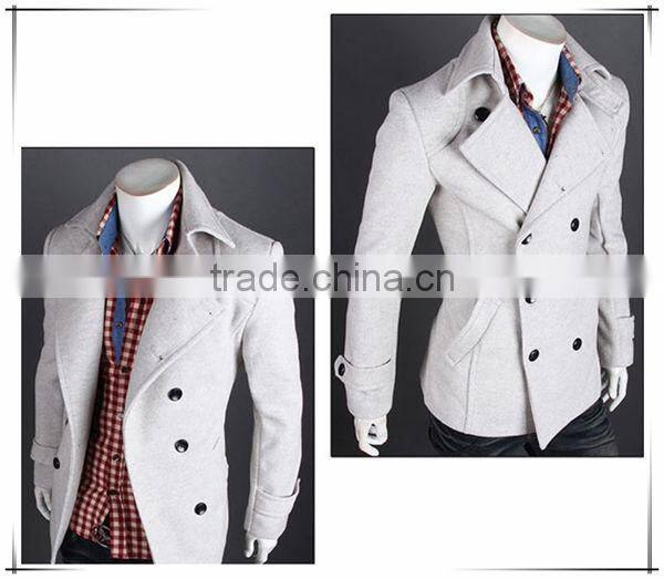 Spring and winter new design casual double breasted mens wool trench coat