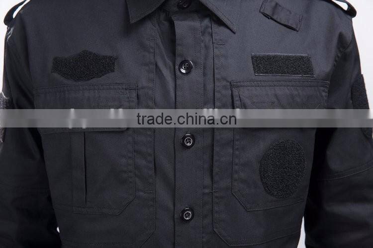 2016 Juqian custom high quality black workwear Military security guard uniform for sale