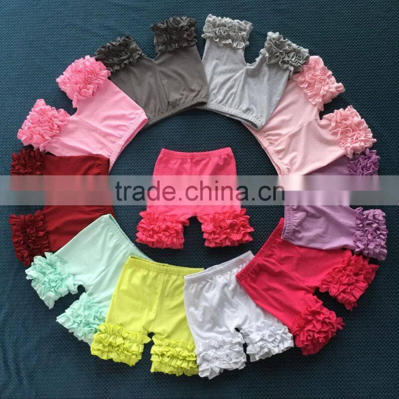 Handmade soft wholesale baby girls light purple colors triple ruffled legging pants kids trousers child pants XF-264