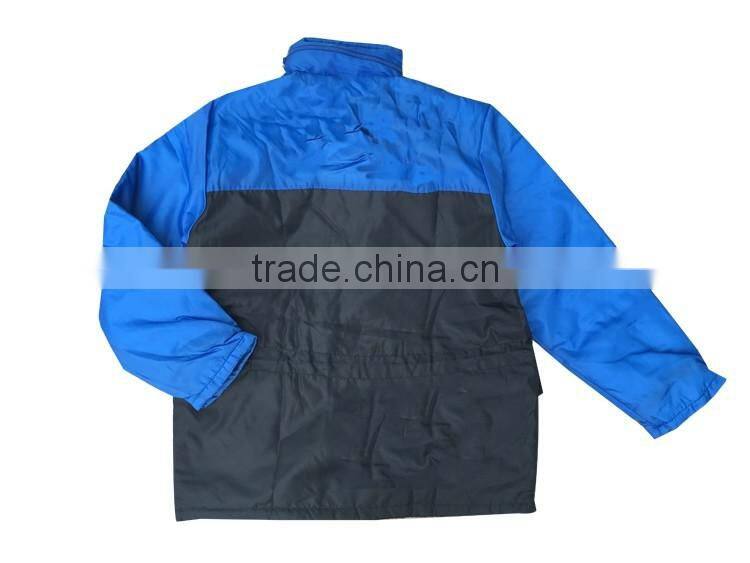 Mens two color hoodies parka for men blue coat