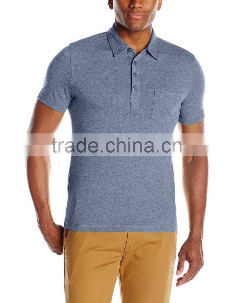 Men's Jersey cotton slub polo tee shirt with pocket
