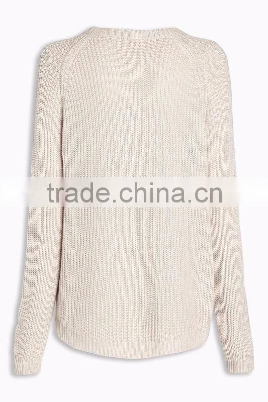 2017 Hottest Women Knit Top Sweater With Lace Trim Top
