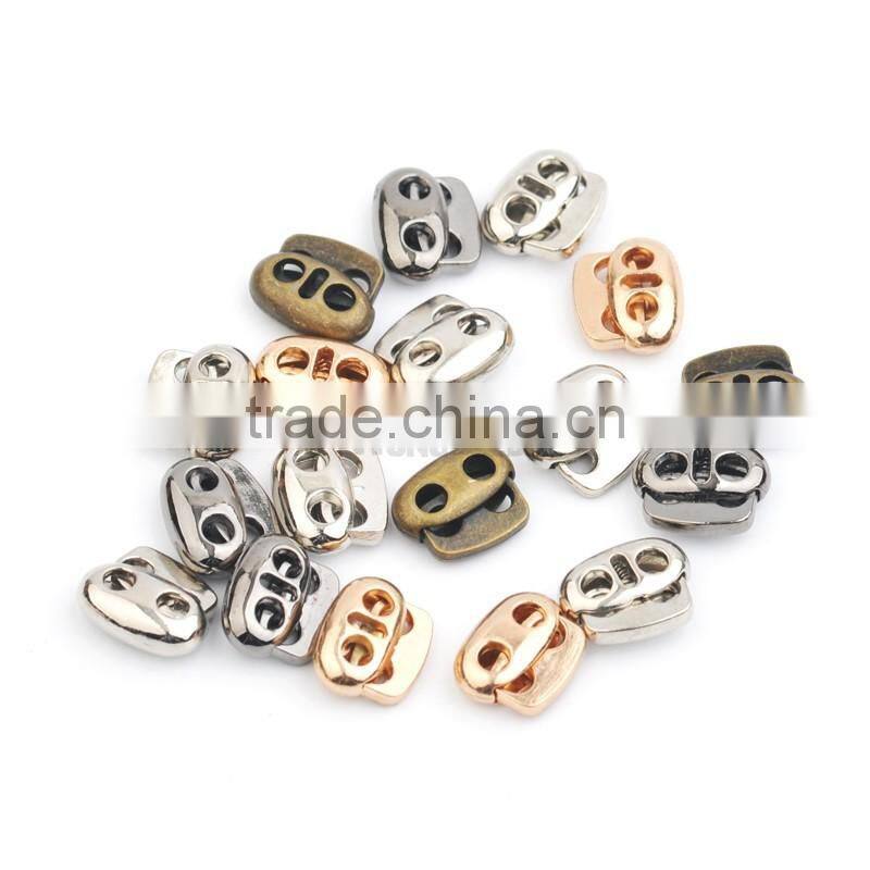 4 colors small oval metal alloy stoppers toggle cord locks Drawstring lock two holes for 3mm bungee cord STP-018