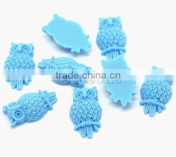 Blue Resin Owl Halloween Ornaments Cameo 31x18mm(1-1/4"x3/4"), sold per packet of 20