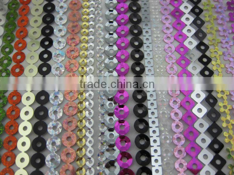 Hot fix spangle Pet sequin roll back with glue multi-colored