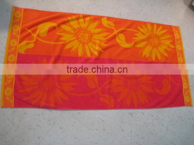 100%cotton Custom logo woven jacquard beach towel