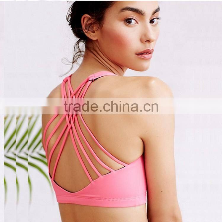 Nylon Spandex Sport Tops Running Fitness Cross Back Sports Bra