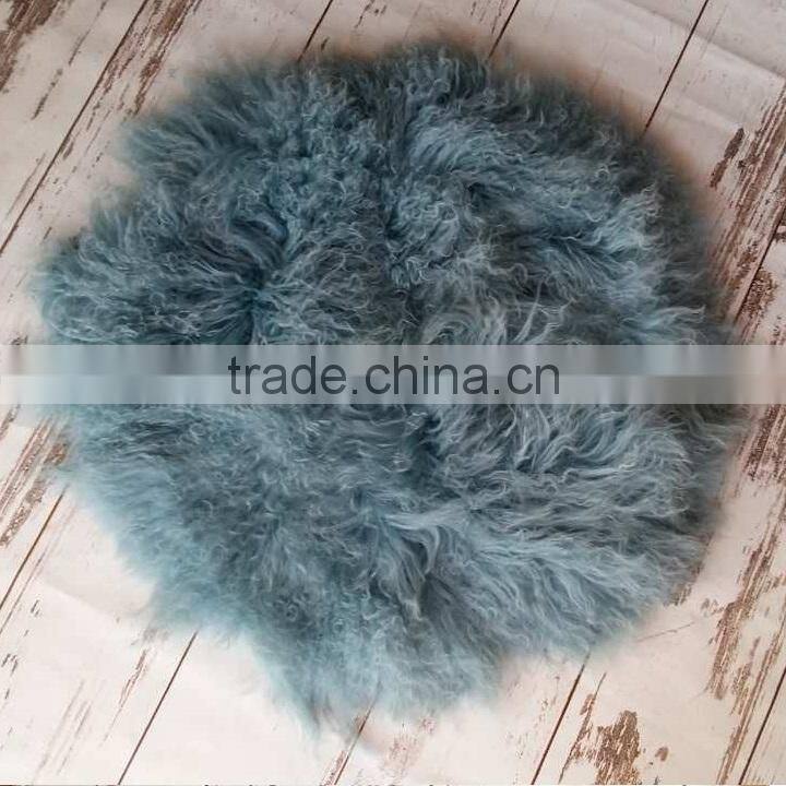 Curly round fur blanket Newborn ruffle wool layer backdrop Baby basket stuffer chunky blanket background Baby nest filler