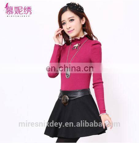 fashion korean style pure color lace sweater