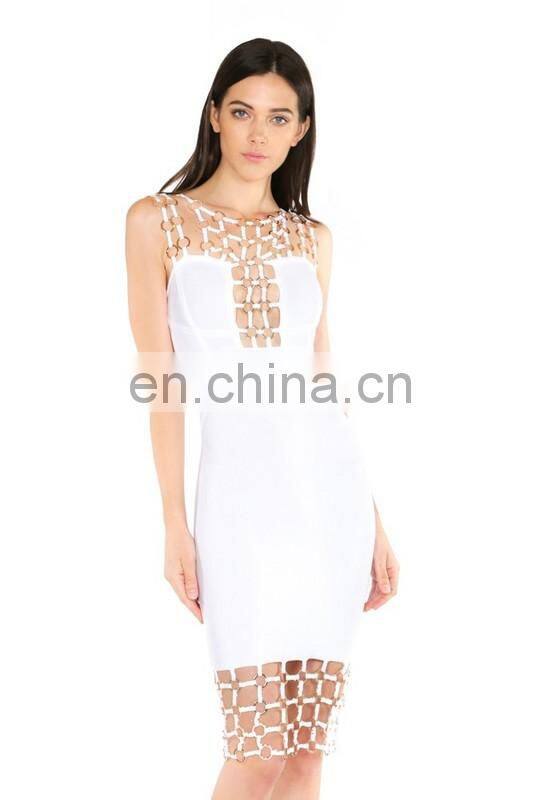 Amigo black sleeveless backless bandage dress sexy long nightclub dresses hollow out with Metal buckle