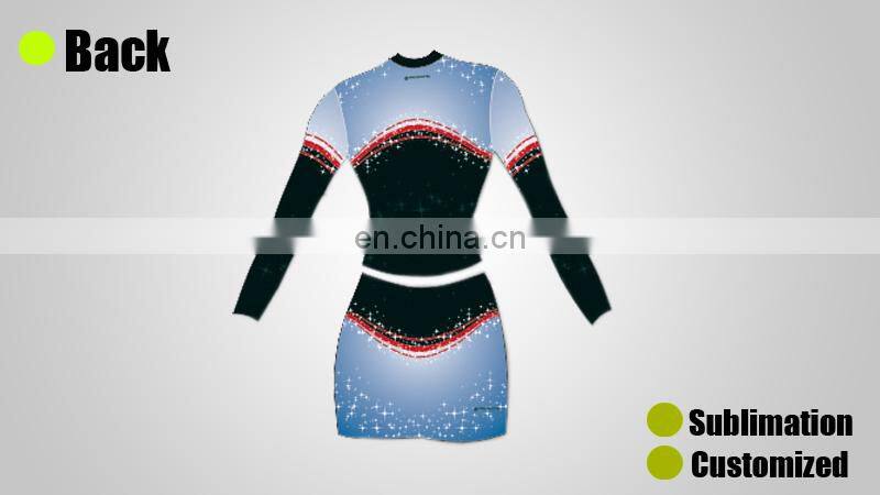 Female new design spandex long sleeve cheerleader dress
