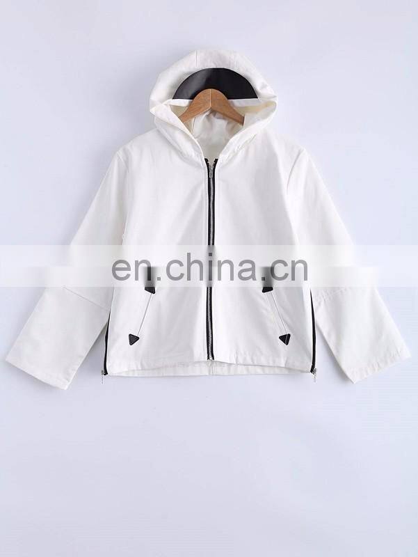 Wholesale spring fashionable women zipper hoodie jacket