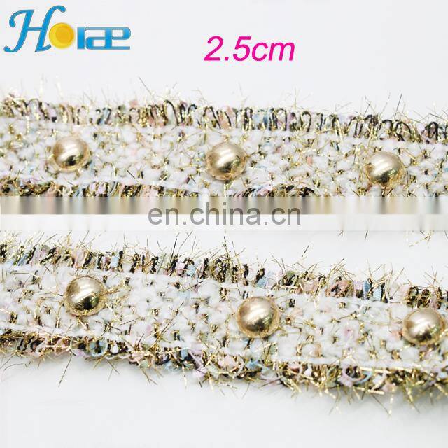 hit157 2.5cm New and hotselling beaded ribbon trimming lace for clothes