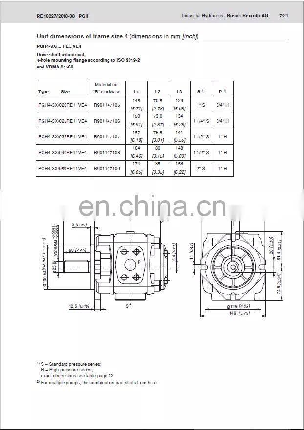 Trade assurance Rexroth PGH4 series PGH4-30/032RR11VU2 hydraulic gear pump