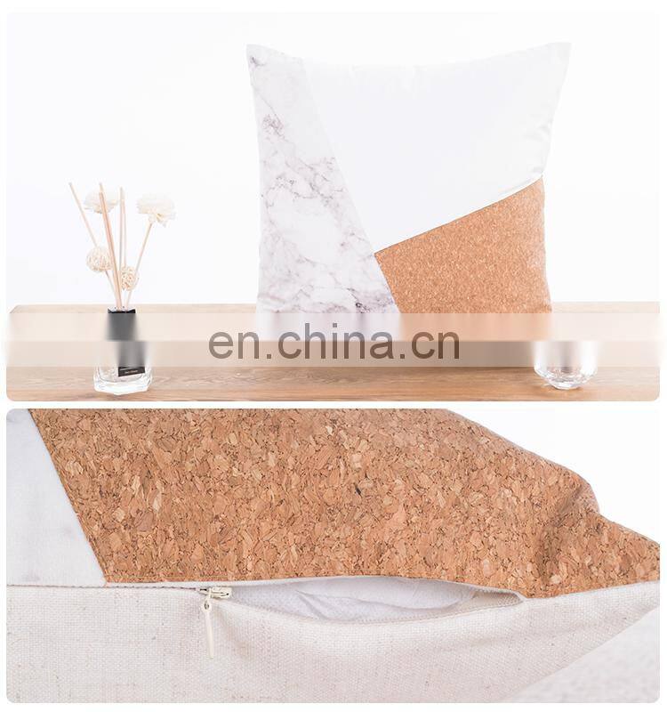 2018 Spring New Geometry Pillow Poly Canvas Patchwork Applique Cork Sofa Cushion