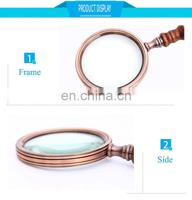 10 Times Wood Handle Reading Magnifying Glass Optical Glass Magnifier