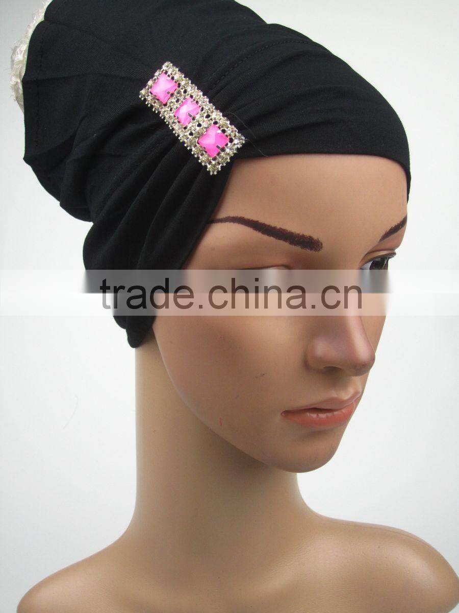 Black islamic turban muslim underscarfs with side pleats