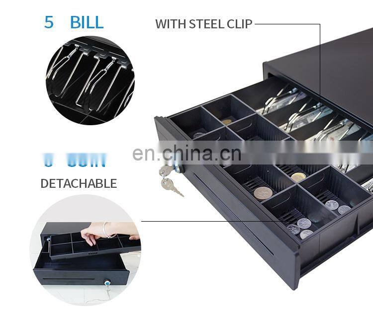 5 Bills 8 Coins POS Cash Drawer Metal 4 Bills and 5 Coins Checkout Counters Cash holders