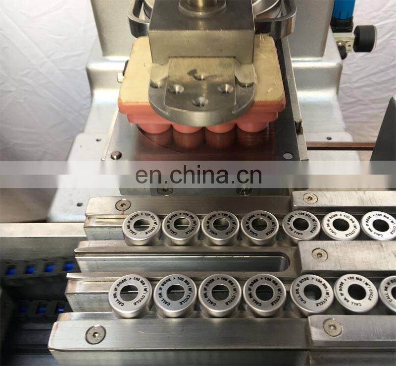 automatic metal bottle cap single colour pad printer 100 x 300 90 mm ink cuo