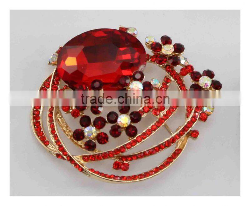 Funny fashion shiny golden brooch with stone