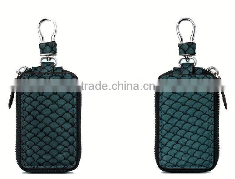 2016 Luxury colorful carp fish skin leather car key purse key holder for women key case smart key chain