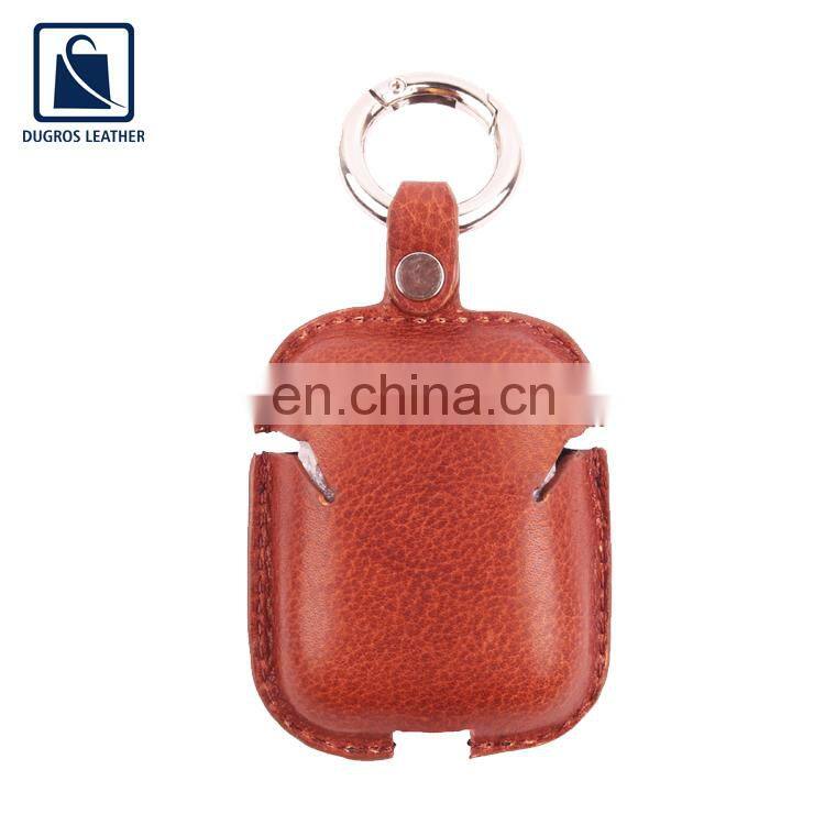 Unique Design Matching Stitching Polyester Lining Material Genuine Leather Airtag Key Chain at Factory Price
