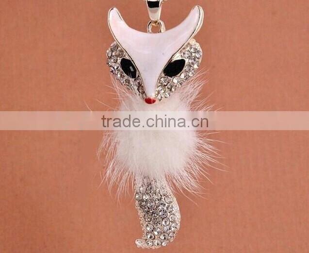 2014 fashion fox long necklace for sweater
