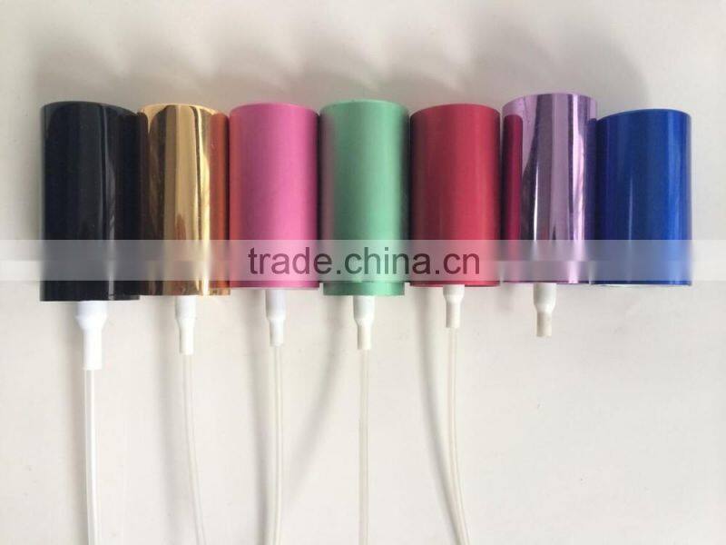 Golden alumite pump sprayer, golden aluminum spray for perfume bottle