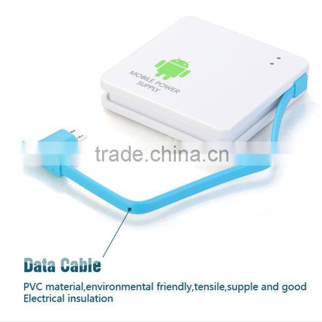 OEM 5v rechargeable power bank with CE&RoHs, with bulit-in Micro USB cable for sumsung or other smartphone