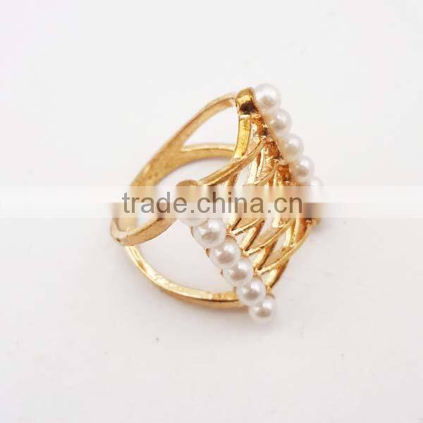 Newest Interlaced Fashion Gold Plating Pearl Ring Jewelry