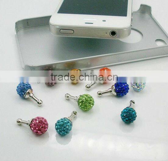 P0831 Crystal Pave Ball Earphone Jack Dust Plug,Phone Charm