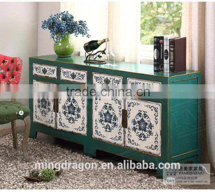 Antique Oriental Furniture-Tibetan Antique Painted Cabinet