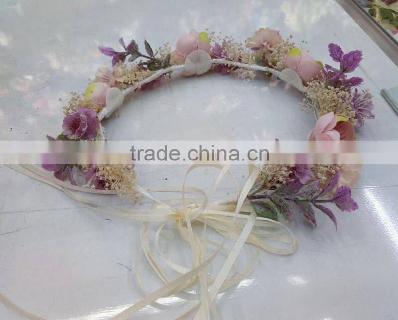 HL019 Hot sale Fashion women tiara flower crown headband wedding flower garland crown handband