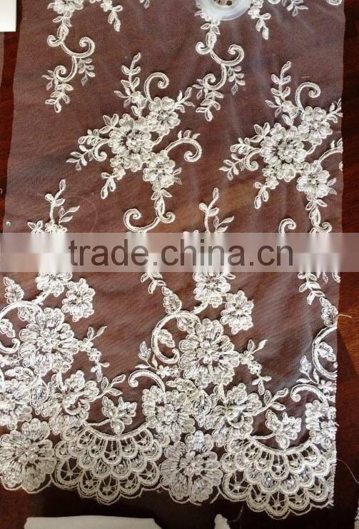 high quality embroidery beads net fabric china factory lace fabric