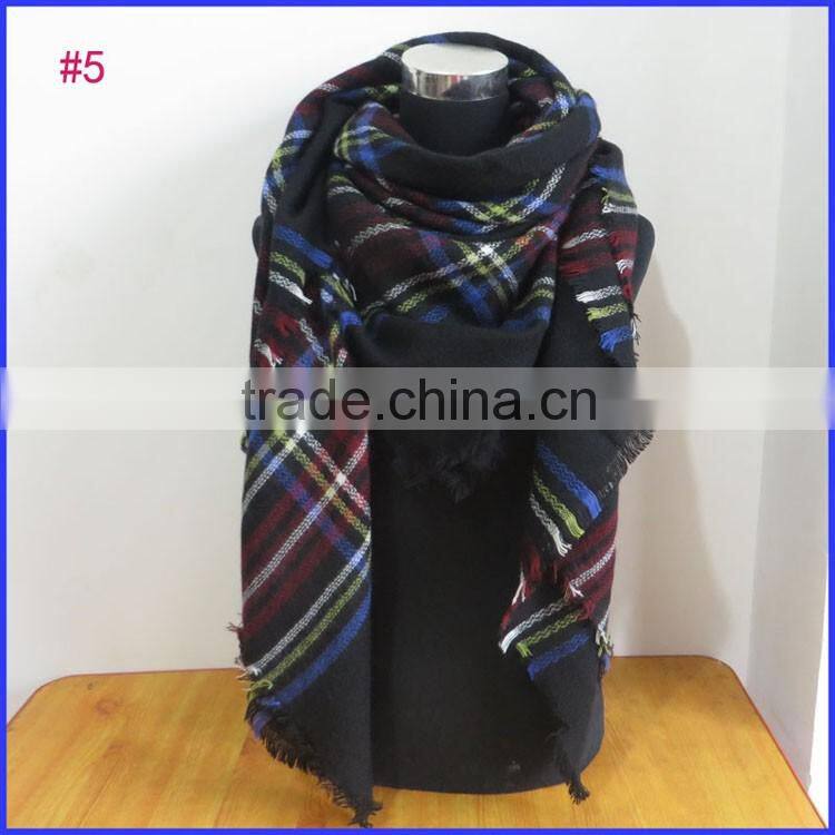 Hot selling winter tartan plaid scarf cashmere