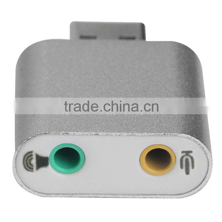 Aluminum USB External Stereo 7.1 Channel 3D Sound Card Adapter 3.5mm Aux Out