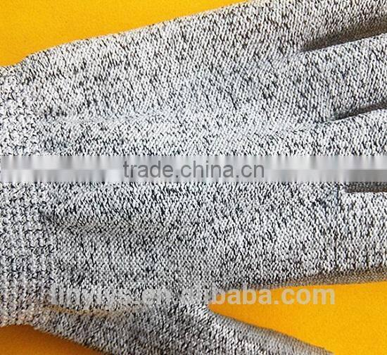 Gray color PU coated HPPE cut resistant safety gloves for glasses factory