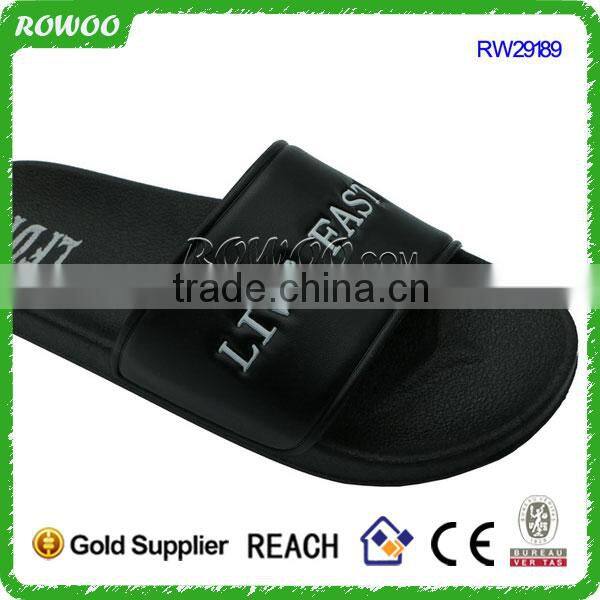 men's slide sandals with embossed logo