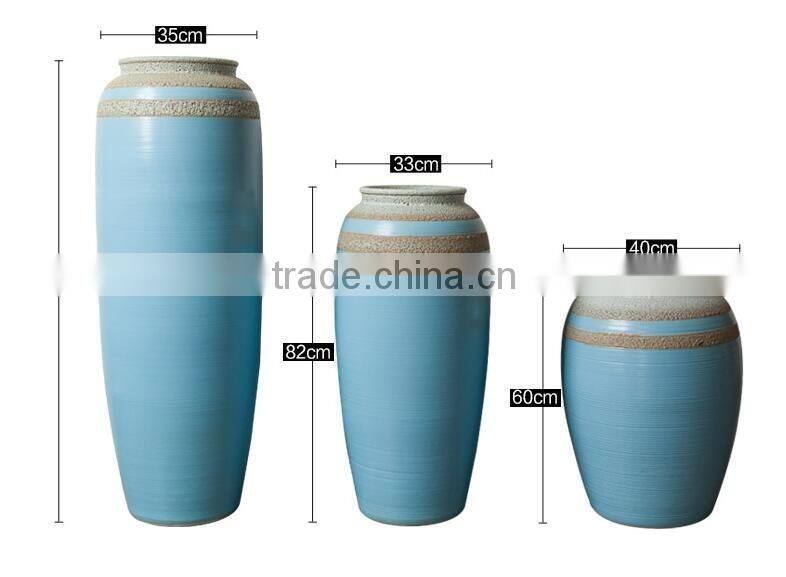 Set of 3 porcelain blue vase trendy for wedding decoration