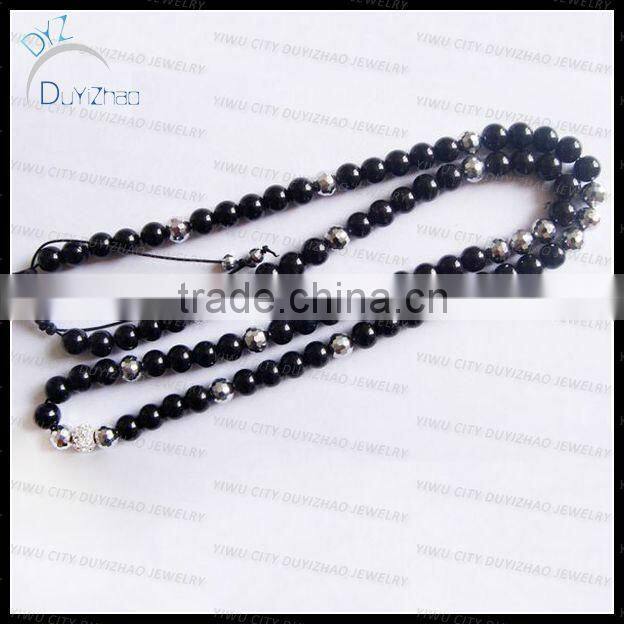 Fashion black glass bead shamballa necklace