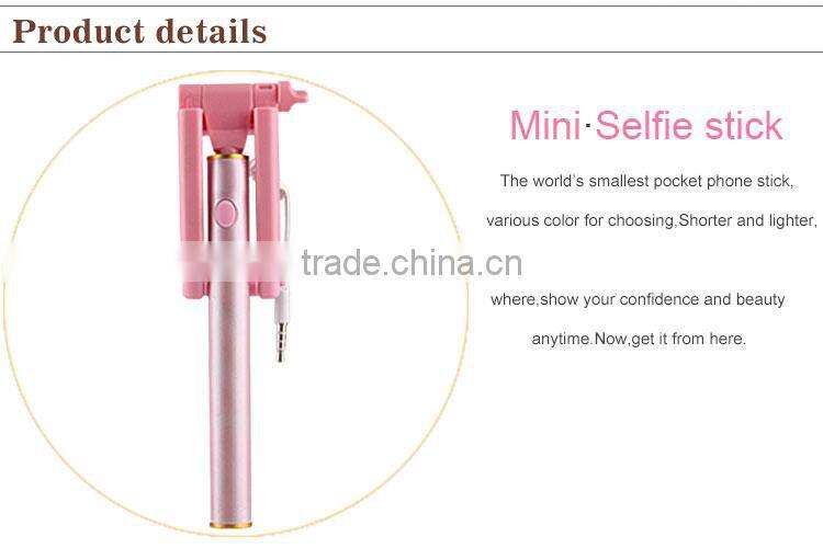 Veister 2016 Pocket size plug and play foldable mini wired cable selfie stick monopod